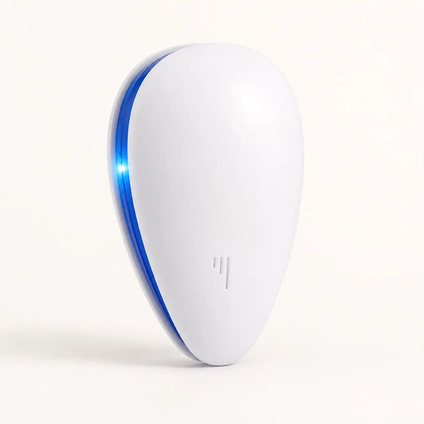 Kinveta ultrasonic pest repeller, white plug-in device with blue LED indicator